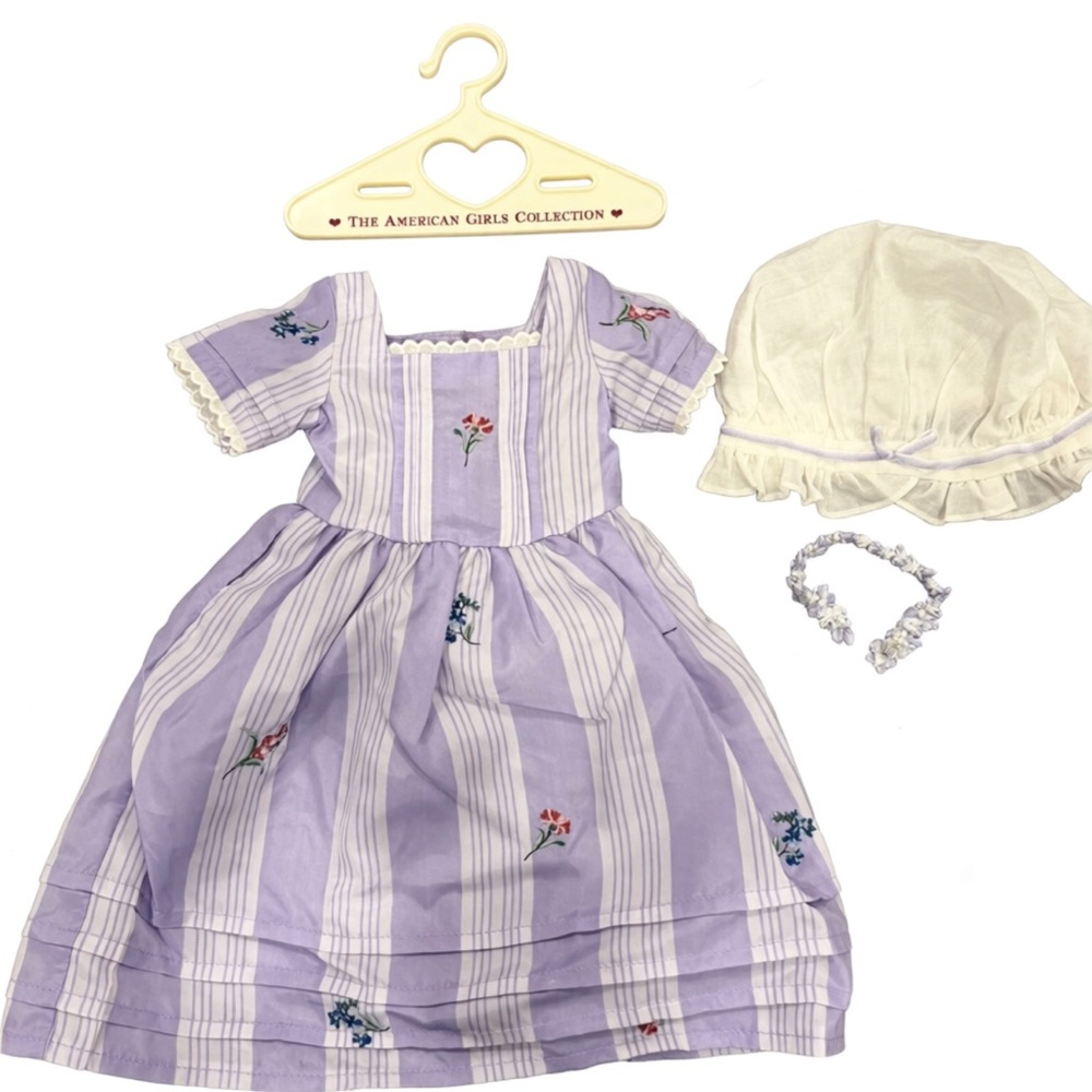 First Release Pleasant Company American Girl Felicity Travel Dress, Choker, Cap